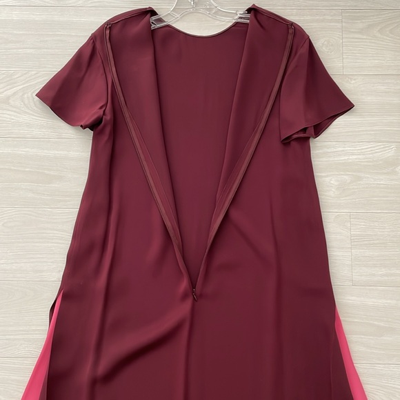 SALE! Valentino Burgundy & Pink Column Silk Maxi Dress - Picture 8 of 13